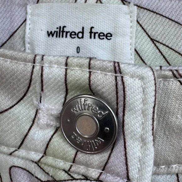 Wilfred Free Vera Pants Size 0 Green Gray Swirl Printed Cotton Stretch Twill - Picture 3 of 14